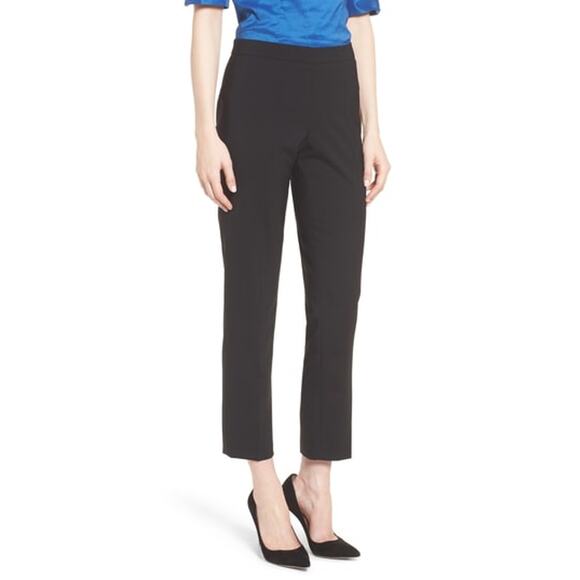 Boss Hugo Boss Tiluna Tropical Stretch Wool Slim Trousers Womens 4 Black Career - Picture 1 of 13